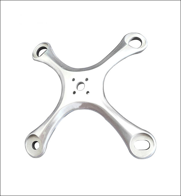 Zinc Die Cast Cross Support - Precision Structural Part with Four Symmetric Mounting Holes
